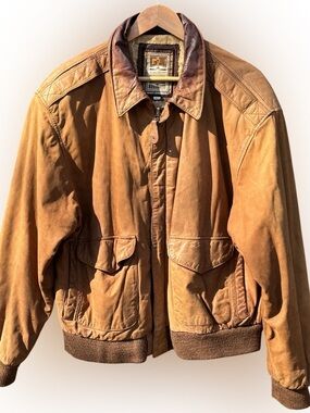 Vintage G-III Brown Leather Aviator Bomber Jacket Y2K Size L